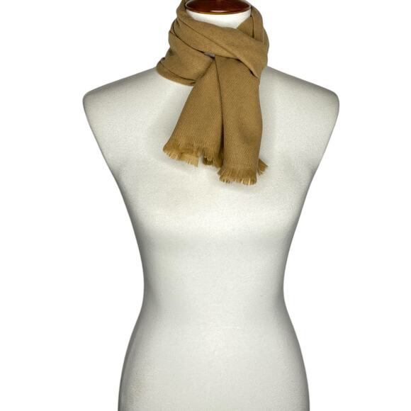 Vintage Handcraft Inc Short Scarf Beige Cashmere Virgin Wool Fringe Neck Warmer - Picture 6 of 8